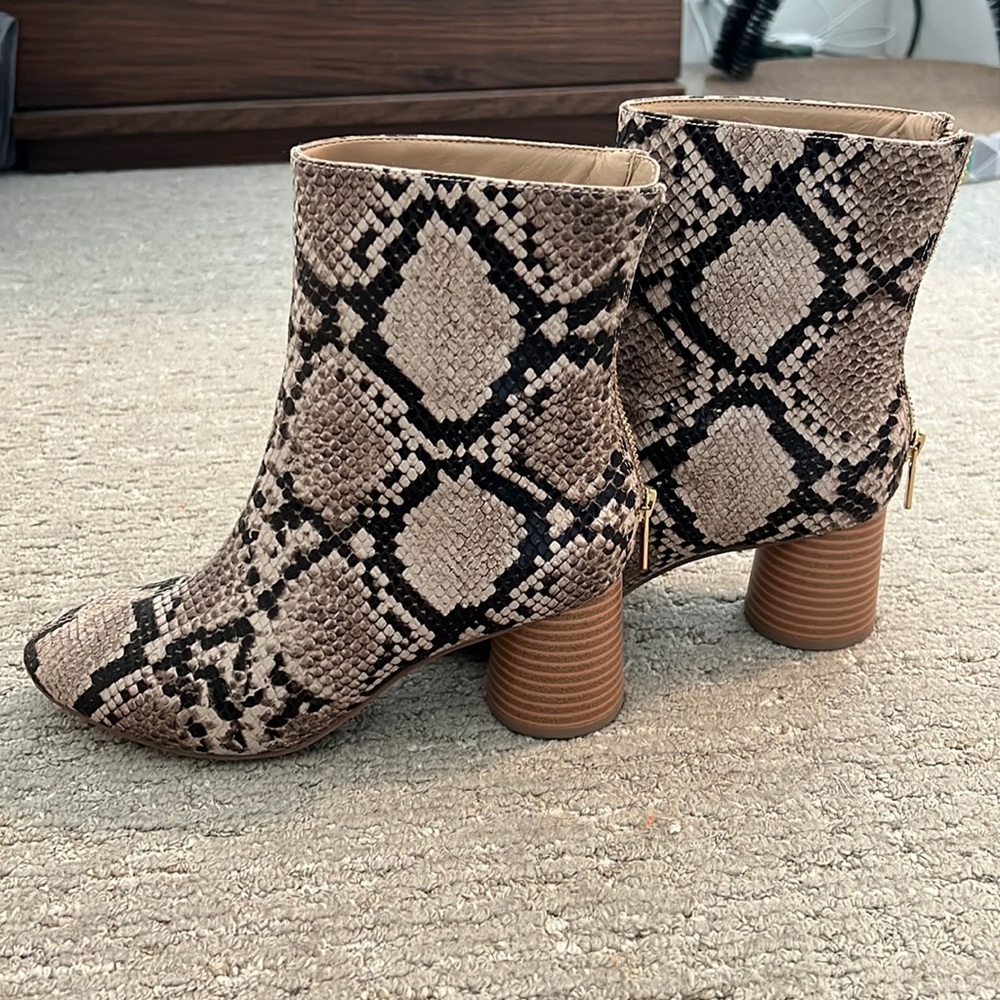 Snake print block booties size 6.5